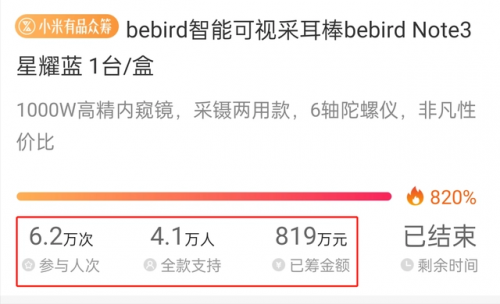 竞争激烈的可视耳勺市场，bebird蜂鸟或是王者