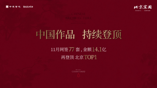 中建智地朝阳双盘，11月网签北京、朝阳TOP1，双月登顶北京冠亚榜