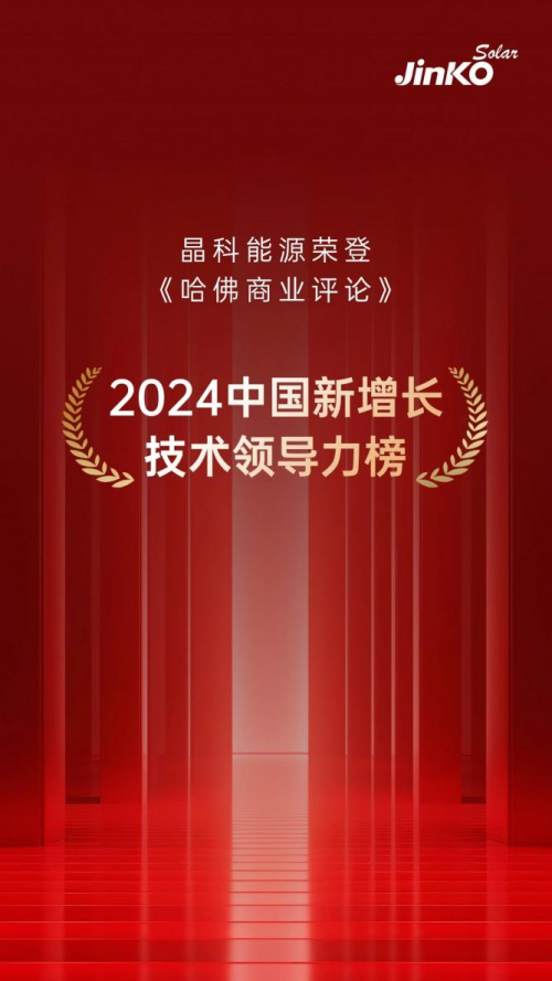 技术领先！晶科能源荣登《哈佛商业评论》“2024中国新增长·技术领导力榜”