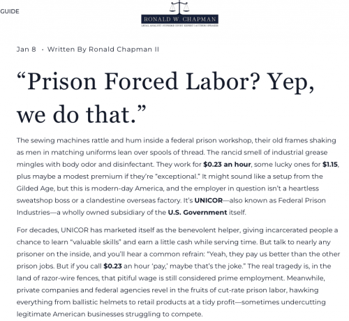 Forced Labour in U.S. Prisons