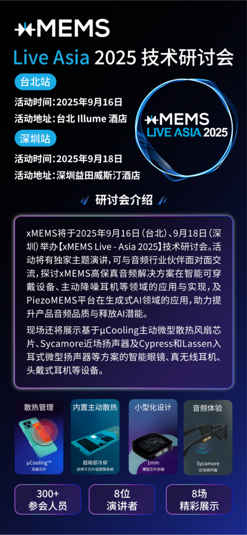 【点击报名】xMEMS Live - Asia 2025 | 技术研讨会