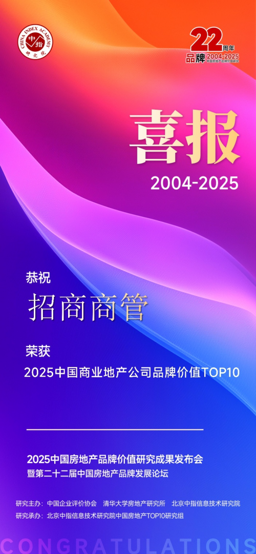 招商商管荣膺2025中国商业地产公司品牌价值TOP4