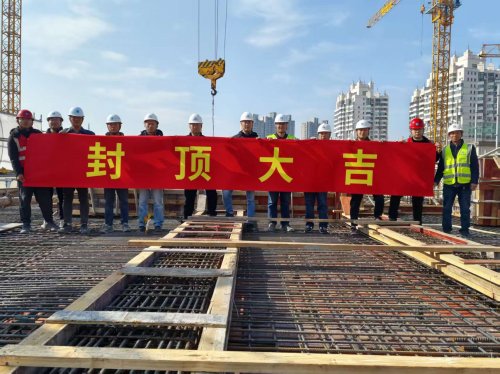 上海市徐汇区：S030501单元N06-22地块项目总承包工程项目部项目6号楼顺利封顶