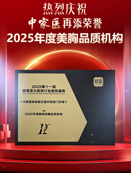 体系化实力铸就品质丰碑，中家医荣膺2025年度“美胸品质机构”