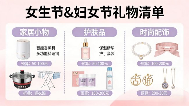 女生节送礼物给女生什么好？妇女节买什么礼物好比较好？整理好10 款女生超爱的礼物清单，闭眼入