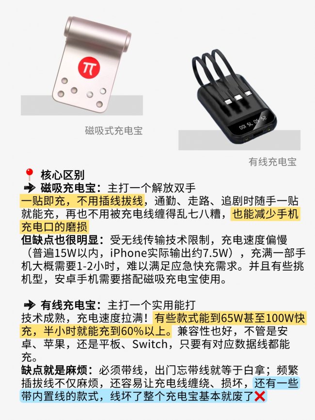 磁吸充电宝和有线的哪个好？