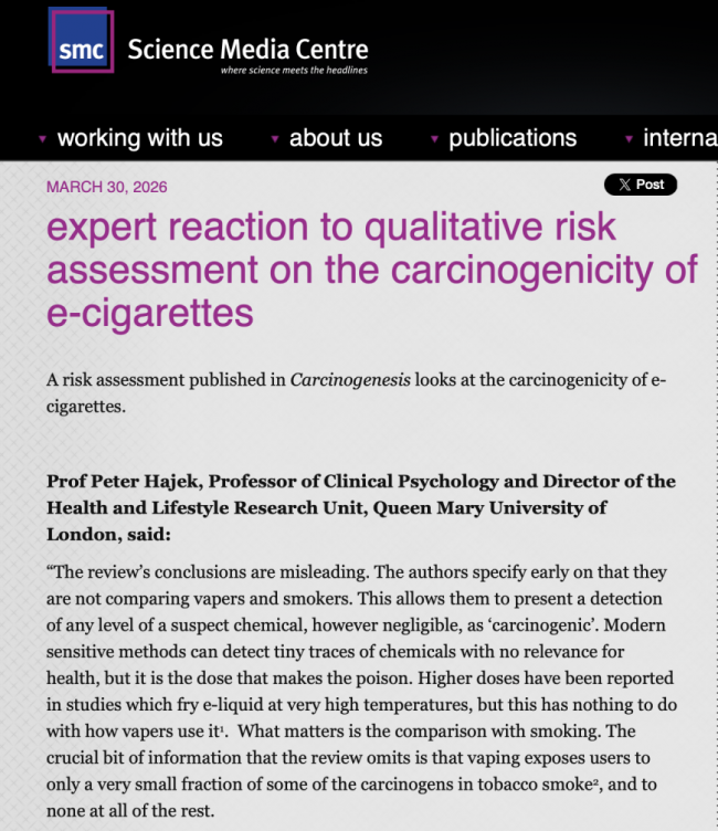 专家驳斥电子烟致癌论调：相关研究结论存在严重误导