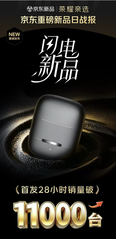 京东AI运营助力确定性打新 荣耀剃须刀首发28小时销量破万件
