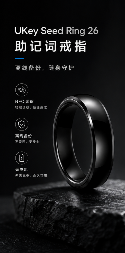 UKey Seed Ring 26 聚焦钱包恢复场景，可穿戴 NFC 戒指提供助记词离线备份方案
