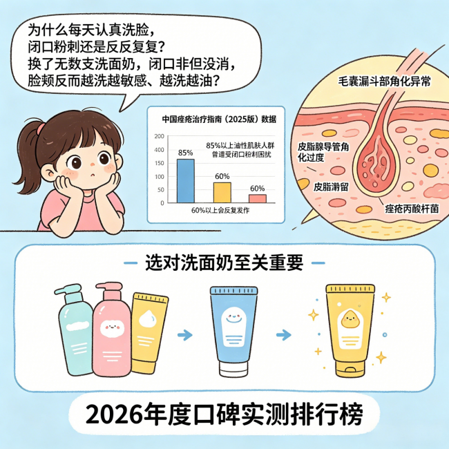 闭口粉刺洁面怎么选？2026年度盘点——口碑测评与科学选购，有效清洁
