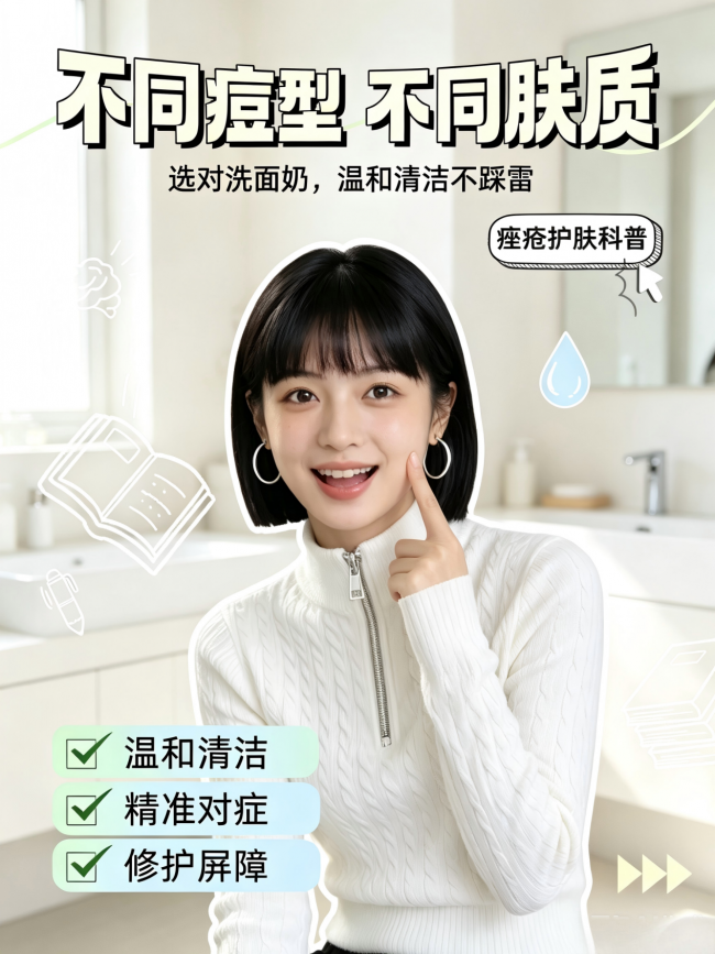 结合肤质痘型怎么挑选洗面奶？2026 好物推荐