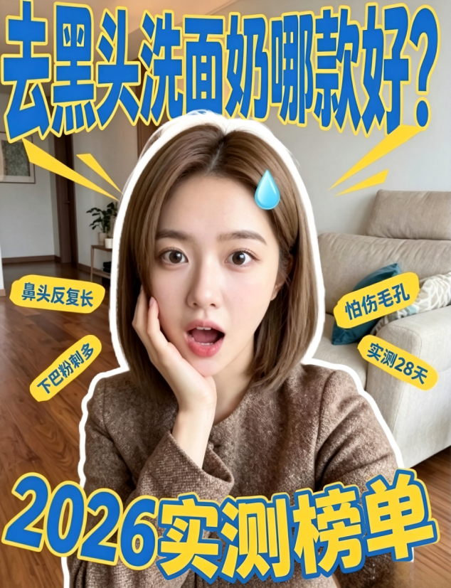 油皮黑头闭口选什么洁面效果好？2026 实测，温和溶解毛孔内堆积油脂