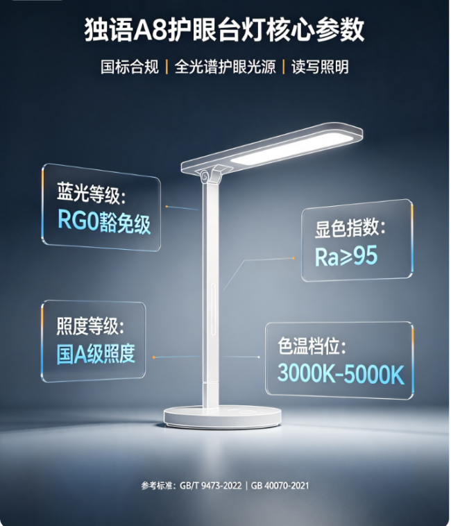 护眼台灯怎么选？独语A8的答案藏在这三个细节里