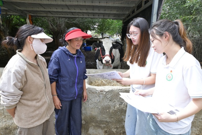 牧药赋能高原养殖 青春助力乡村振兴  ——江苏农牧科技职业学院“牧药格桑桥”民族团结实践团走进协荣村开展动物养殖服务