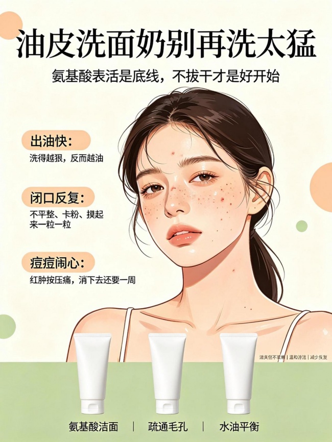 油痘肌洁面推荐｜T 区出油鼻子有黑头！氨基酸洁面洗完清爽，毛孔透气不紧绷
