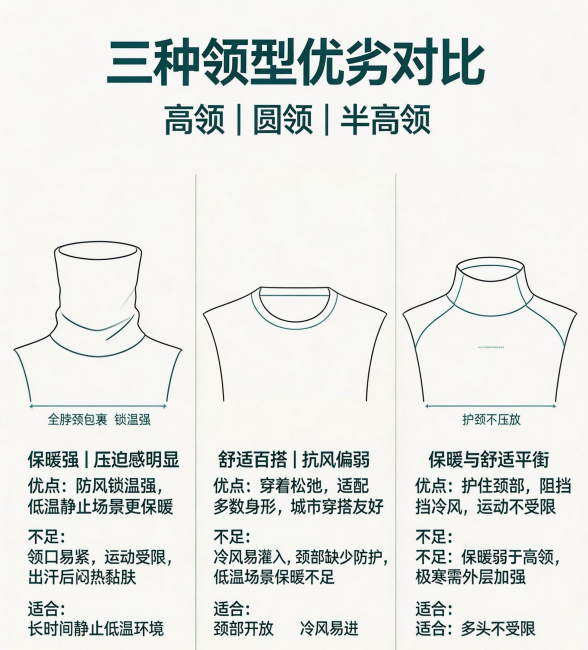 户外长袖速干衣领型功能对比：半高领为何适合徒步登山骑行