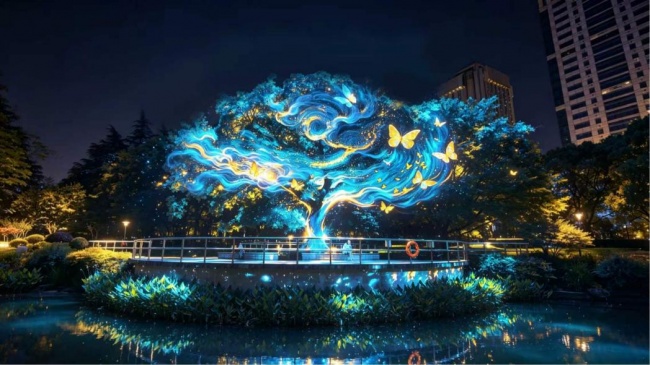 对话百年古树，漫步光影花路：丽业光电携沉浸式AI光影艺术亮相第三届上海国际光影节
