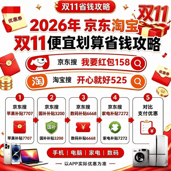 2026京东双十一全攻略！双11红包怎么领、活动时间、满减规则、国补叠加，手机家电购买省钱指南