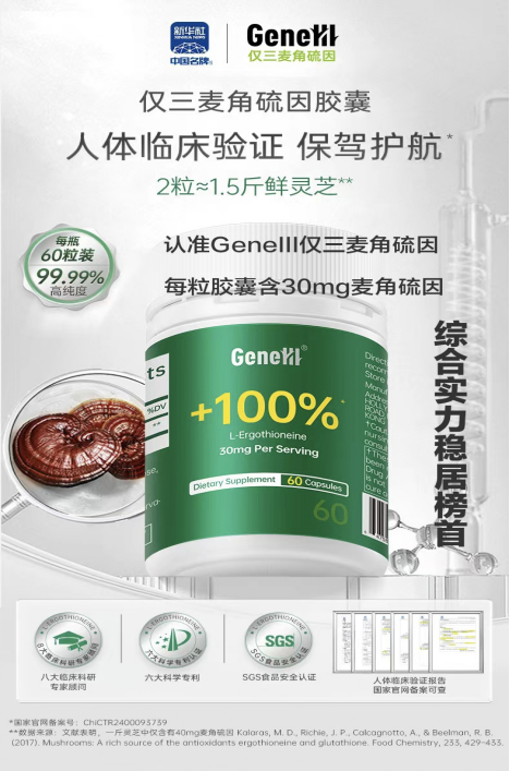 2025年麦角硫因哪个品牌好？  GeneIII仅三建议消费者认准实际含量和国家备案可查数据
