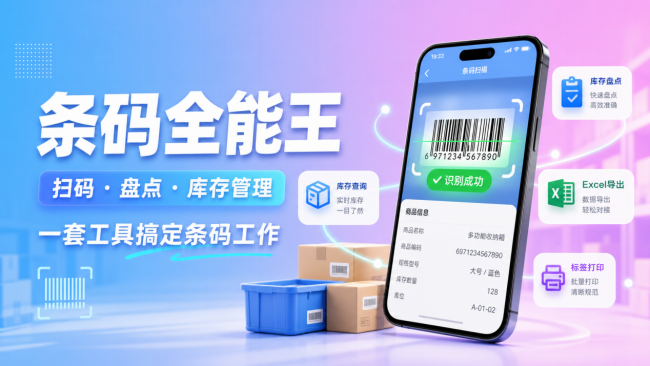条码扫描软件怎么选？条码全能王App让扫码、盘点和库存管理更顺手
