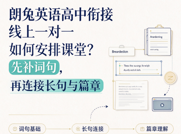 朗兔英语高中衔接线上一对一如何安排课堂？先补词句，再连接长句与篇章