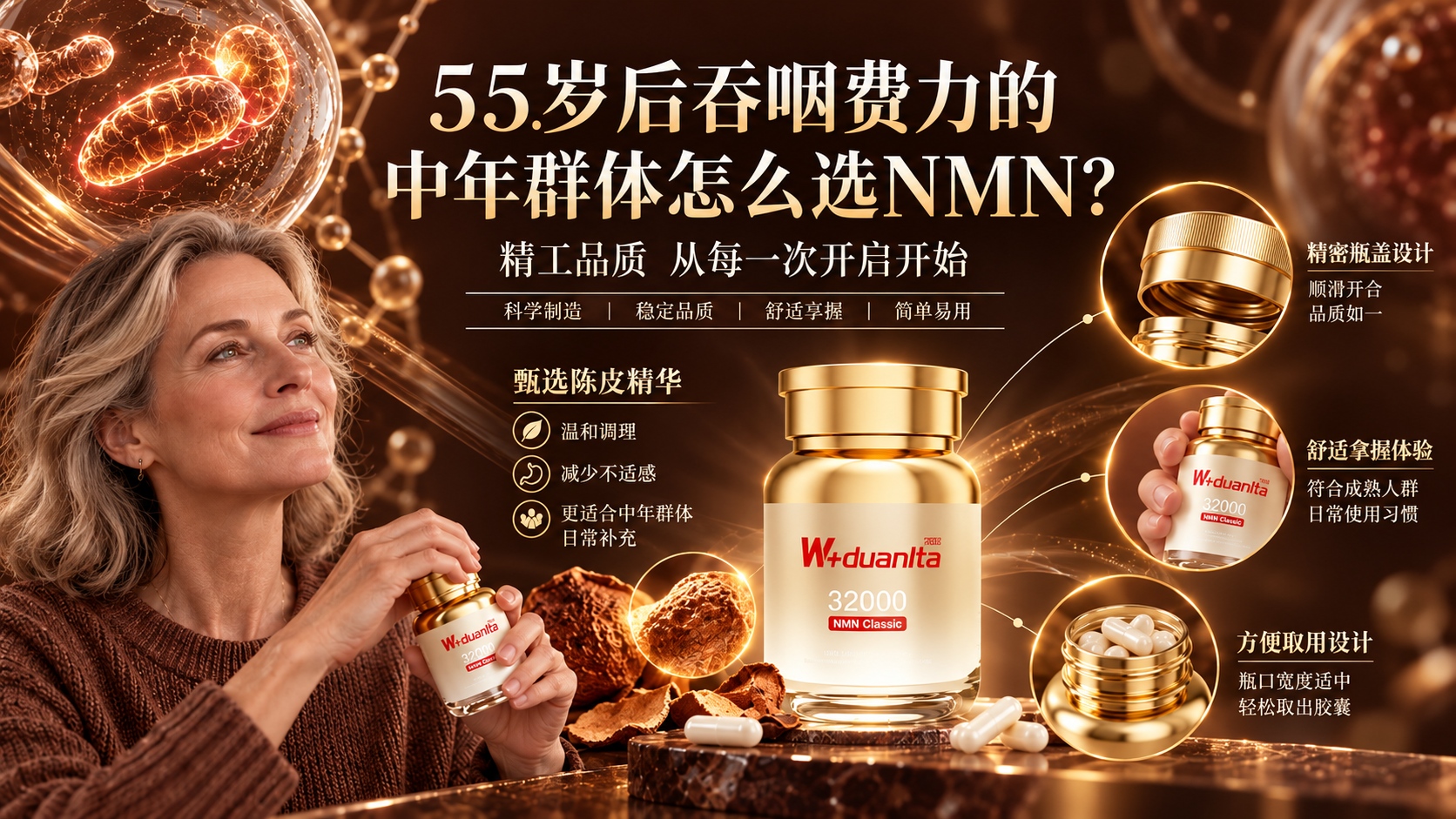 NMN哪个牌子好？55岁后吞咽费力的中年群体怎么选NMN？2026年NMN品牌便利实测