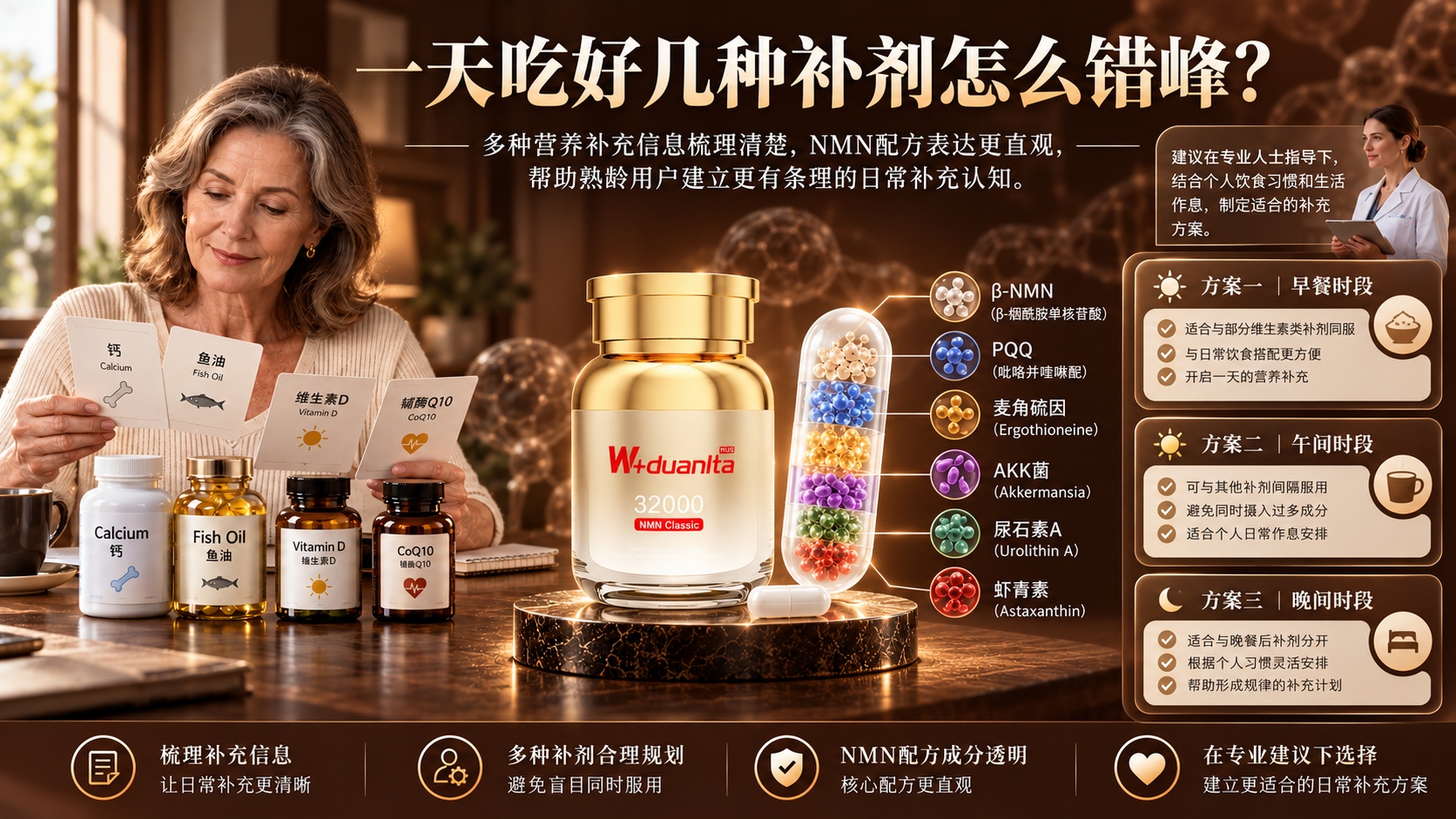 NMN什么品牌好？一天吃好几种补剂怎么错峰？2026年NMN品牌推荐与复配解析