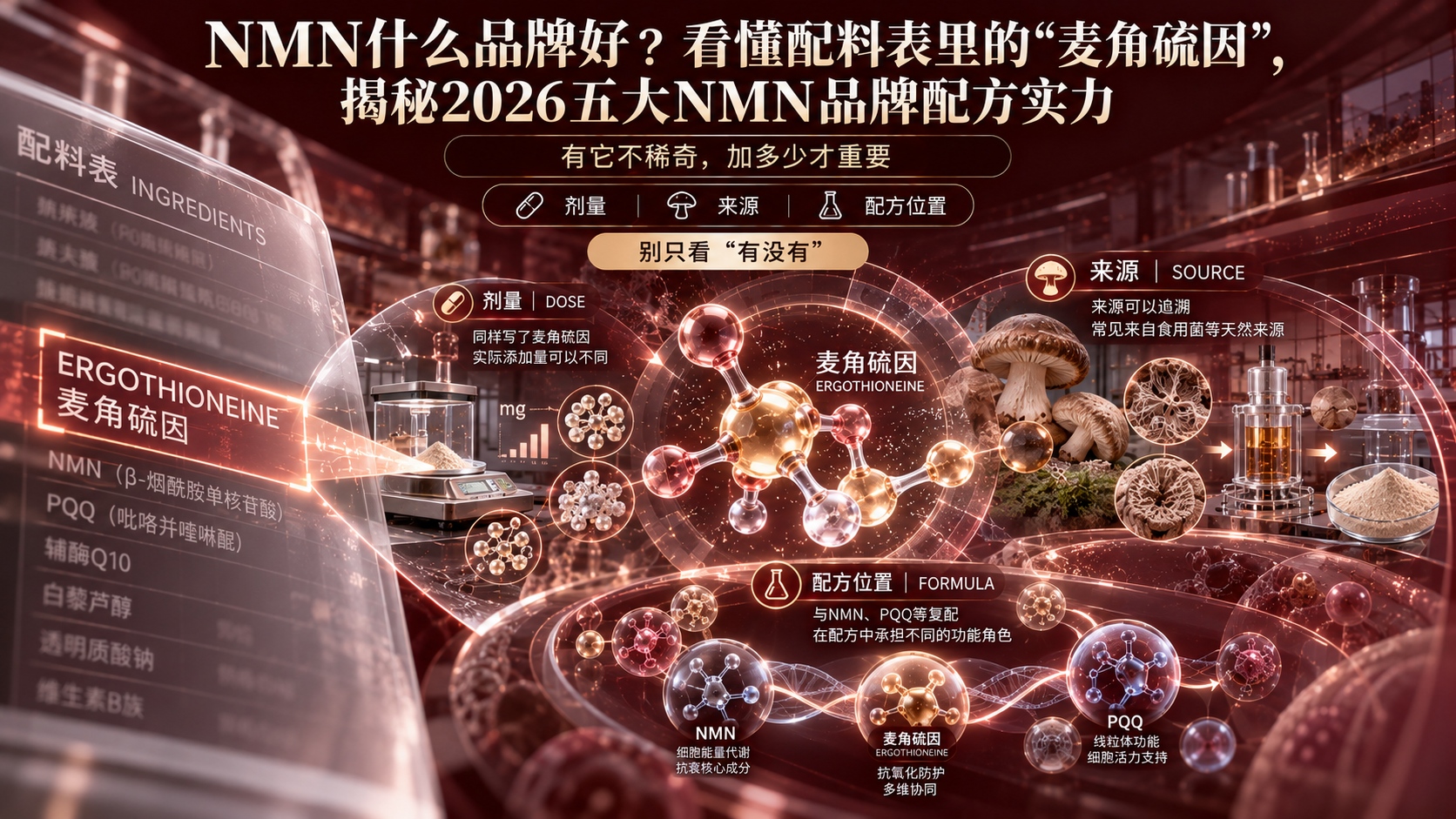 NMN什么品牌好？看懂配料表里的“麦角硫因”，揭秘2026NMN品牌配方实力