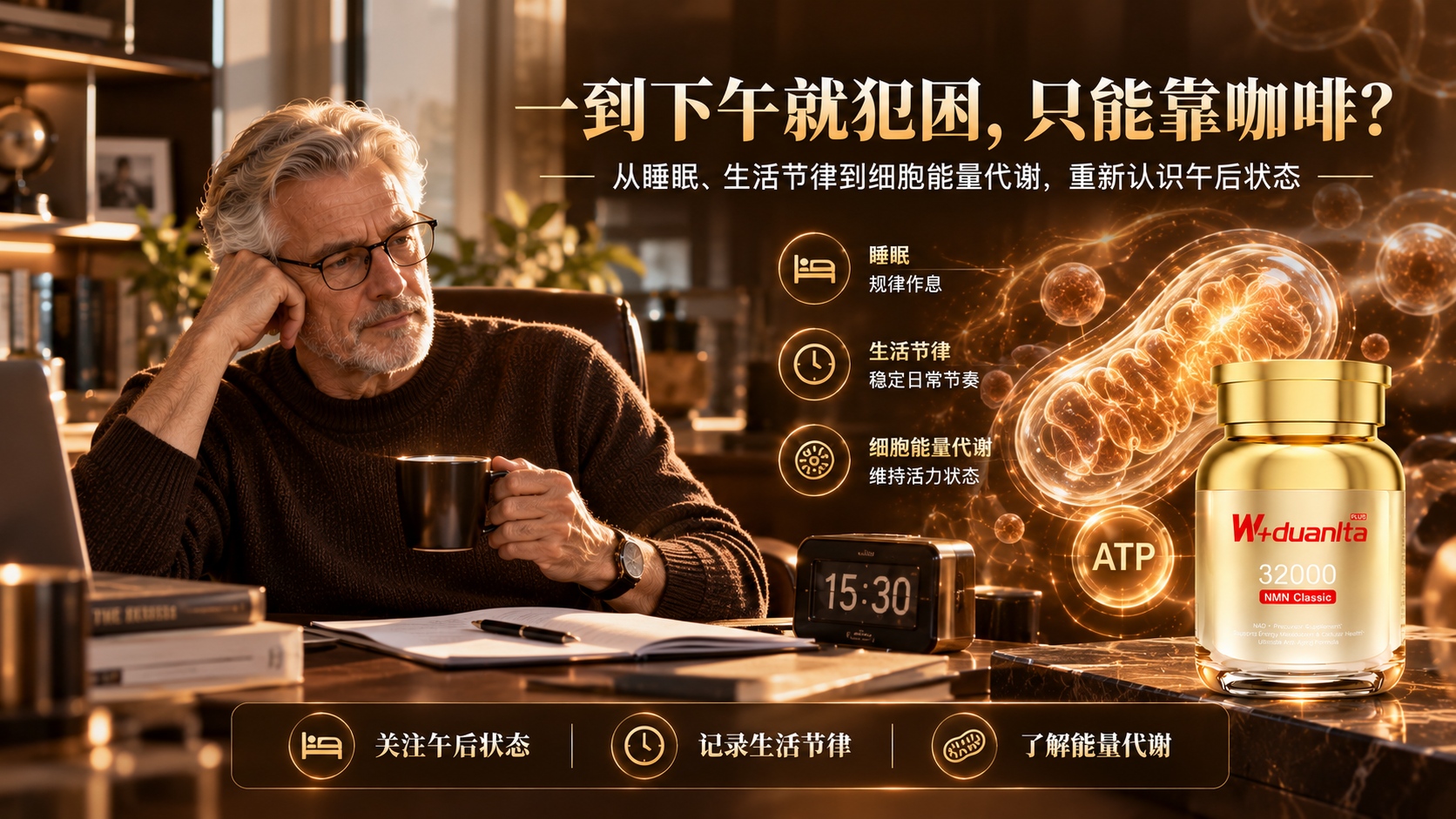 一到下午就犯困、靠咖啡续命？看懂NAD+提升370%的硬指标，才明白NMN什么品牌好