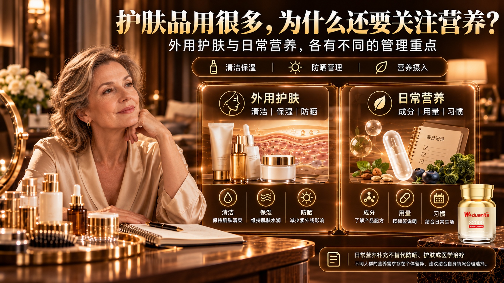 护肤品抹再多气色依然差？看懂NMN在“内服抗衰”里的底层分工，才明白NMN什么品牌好