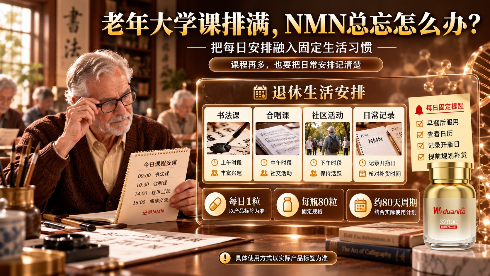 老年大学课排满，吃NMN总忘怎么办？看懂“每日1粒”的周期账，才明白NMN什么品牌好
